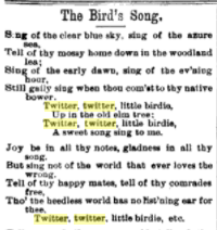 1880年的一本诗集中用twitter一词形容鸟叫<br>