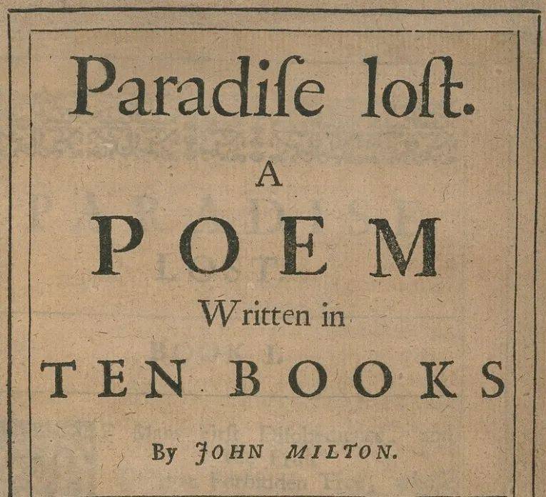 诗集《失乐园》（Paradise lost）的标题页，小写的字母s基本都印作“长s”