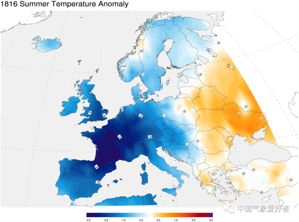 1816无夏之年欧洲气温偏低情况估计<br>