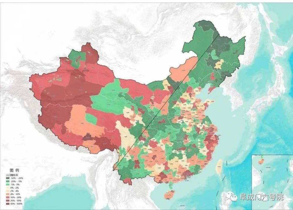 （总体看，黑河腾冲线以西的地区人口增长率远比东部高，西藏和南疆是全国人口增长最快的区域）<br label=图片备注 class=text-img-note>