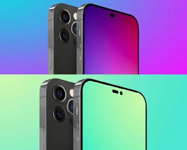 ▲iPhone 14 Pro前置摄像头的两种爆料示意图（图片来源：MacRumors）