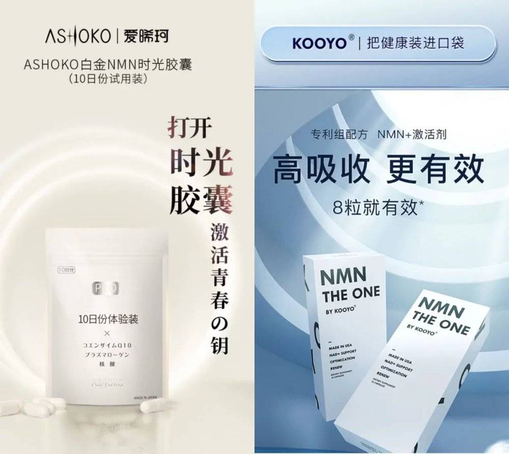 图：ASHOKO 和 KOOYO 的电商宣传页。来源：《晚点 LatePost》制图<br>