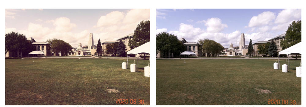 齐鲁夫也曾改造过相机：左边为胶卷机照片，右边是齐鲁夫改造为数码相机后拍摄的照片。图片来自卡内基梅隆大学