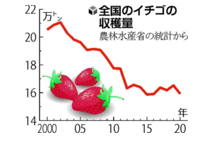 近20年日本草莓产量变化图<br>
