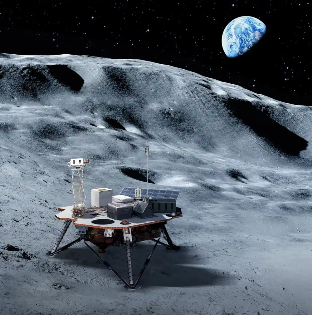 由NASA支持的私营公司建造的着陆器将把科学和技术任务带到月球表面。图片来源：NASA