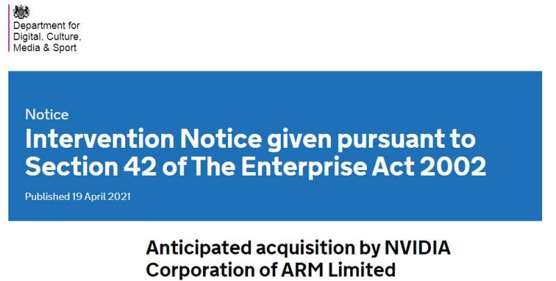 英国政府针对Arm收购发布的公共利益干预公告（PIIN）<br>