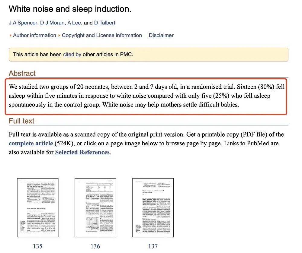 White noise and sleep induction.