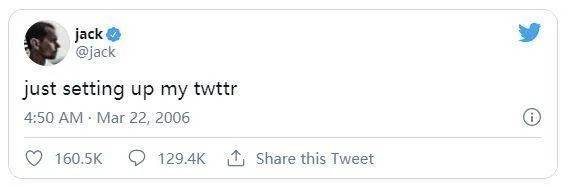 Jack Dorsey发布的第一条推特<br>