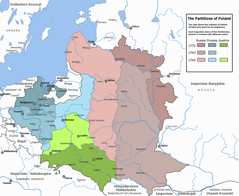 ● 1772-1795年，三次瓜分波兰 / Wikipedia<br>