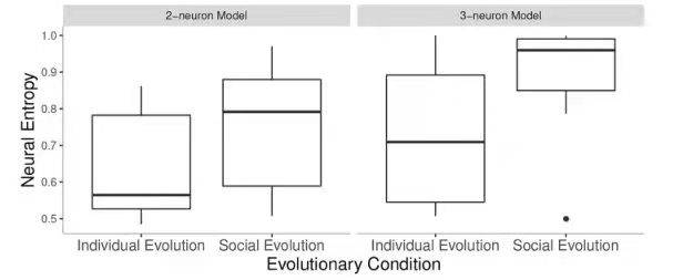 图3. 独立和交互环境下2-神经元模型和3-神经元模型的神经熵比较<br>
