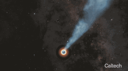 两个超大质量黑洞互相环绕运行。| 图片来源：Caltech/R. Hurt (IPAC)<br>