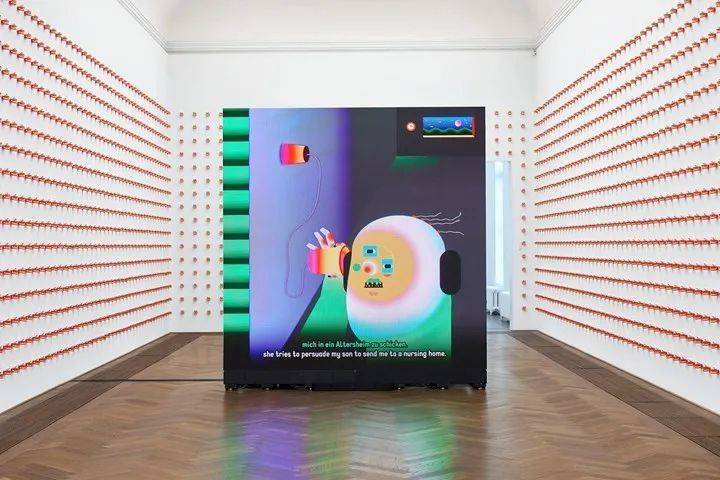 2018年，古根海姆在展览《单手拍掌》里也收录了黄炳的动画作品《亲，需要服务吗？》<br>
