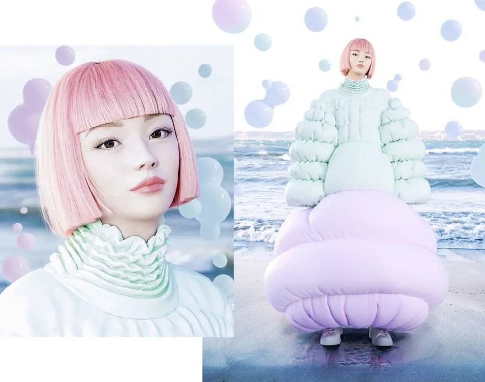 imma 以海边的泡沫为灵感所设计的虚拟服装