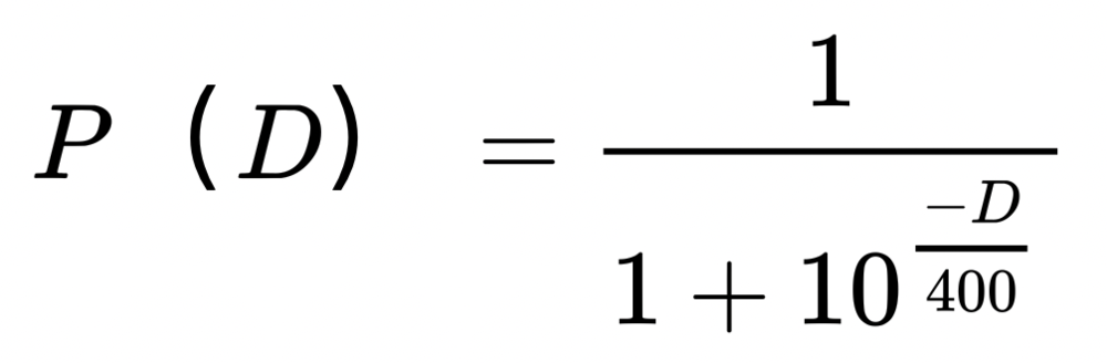 使用最小二乘法后的预期胜率基本公式，D为二者分差<br>