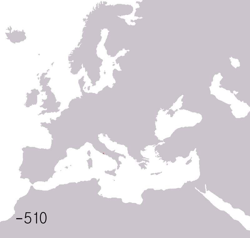 古罗马帝国版图变迁示意图。© Wikimedia Commons<br>