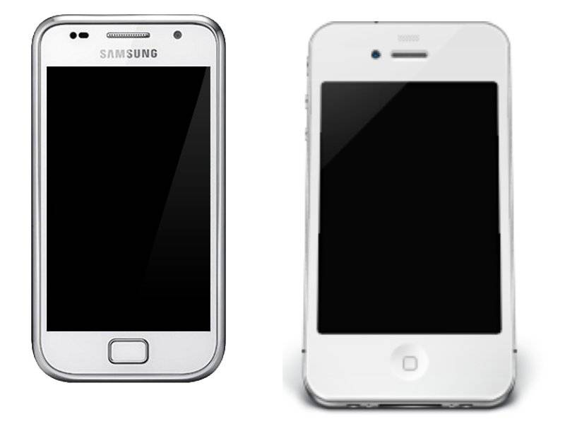 ▲三星Galaxy S手机（左），苹果iPhone 4（右）<br label=图片备注 class=text-img-note>