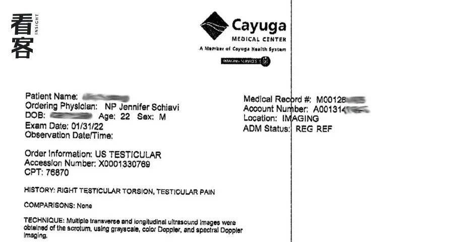 我的诊断书，病史上写着：右睾丸扭转<br>