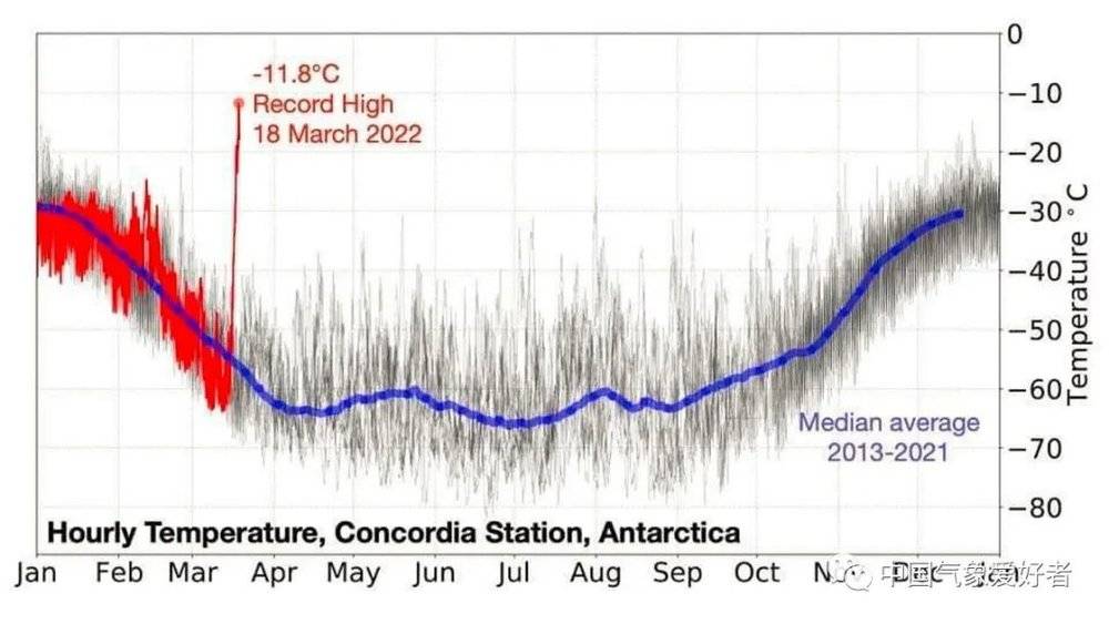 南极康宏站气温示意图，来自Dr. Robert Rohde
