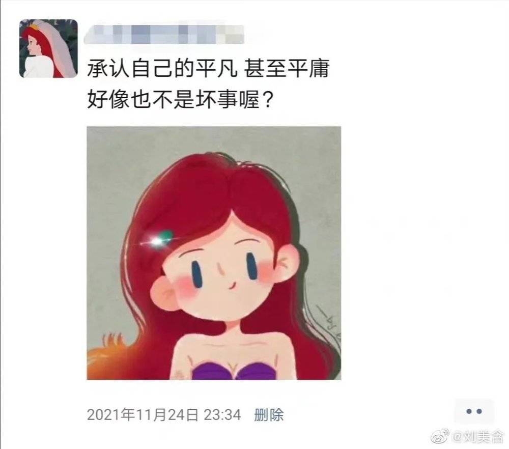 （刘美含公布的自己的朋友圈）<br>