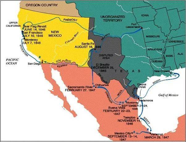 黄色部分为墨西哥在战争中再次被割让的一块