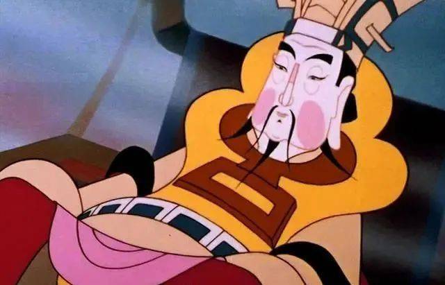 玉皇大帝在《大闹天宫》中的造型，张光宇其实借鉴了中国民间的“灶王爷”形象，留的是五绺须。