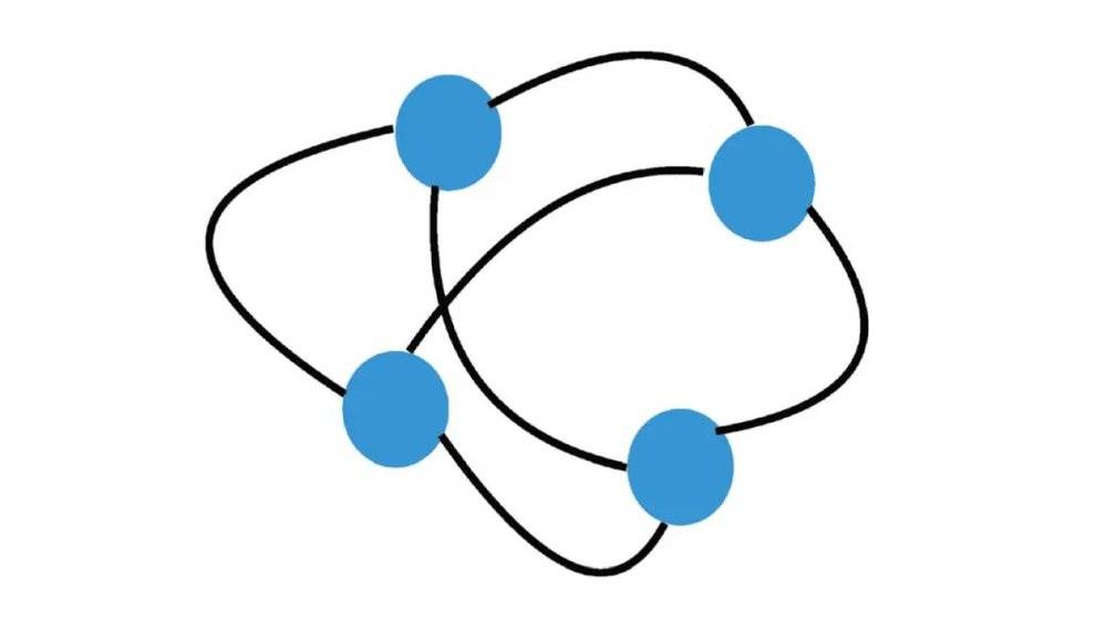 全连接平均场模型  每个自旋（圆形格点）都与其他自旋两两连接。