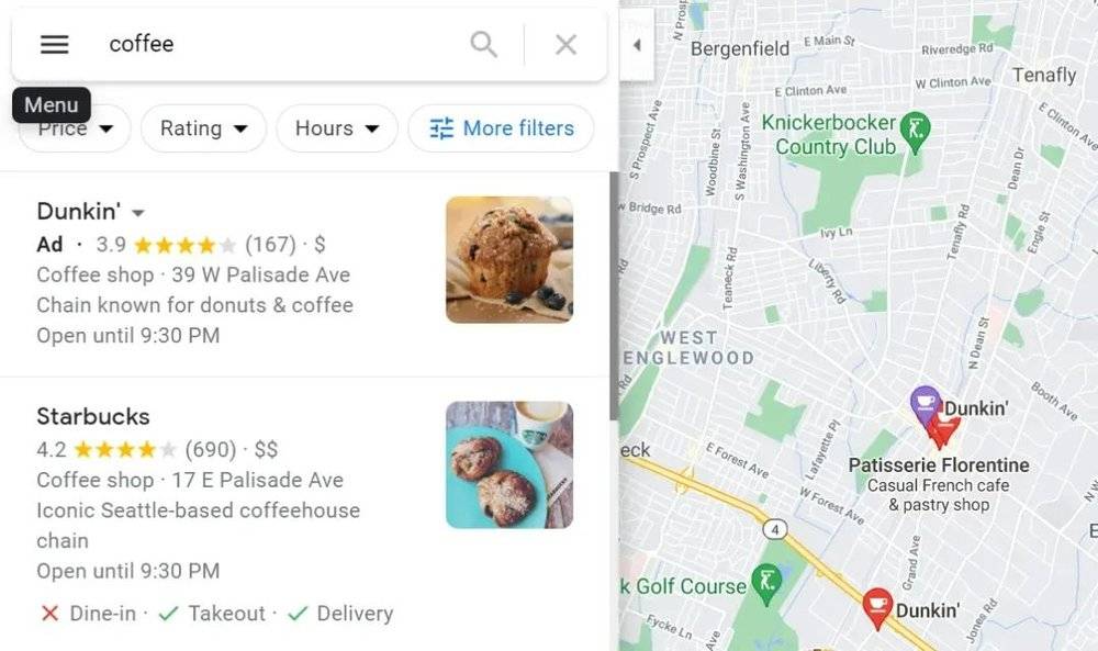 Google Maps可以提供本地商户的细节和评分