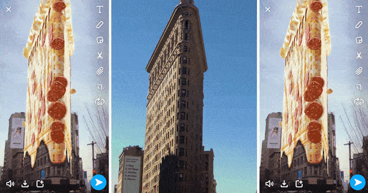 Snapchat 基于地理位置的 AR 特效    图片来源：Snap<br>