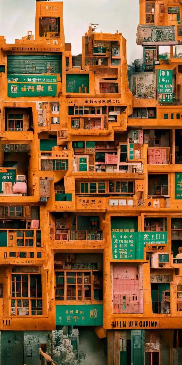 “Kowloon City， in the style of Wes Anderson.”Somnai