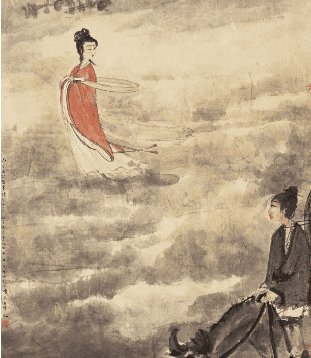 《七夕图》，傅抱石绘于1944年（来源：zmkm8.com）<br>