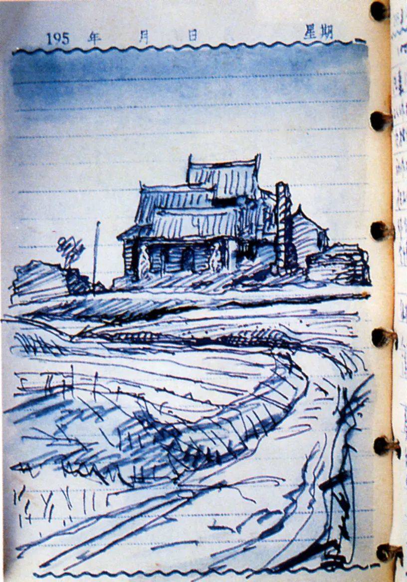 刘敦愿1953年参加洛阳烧沟汉墓发掘时在日记本中画的速写