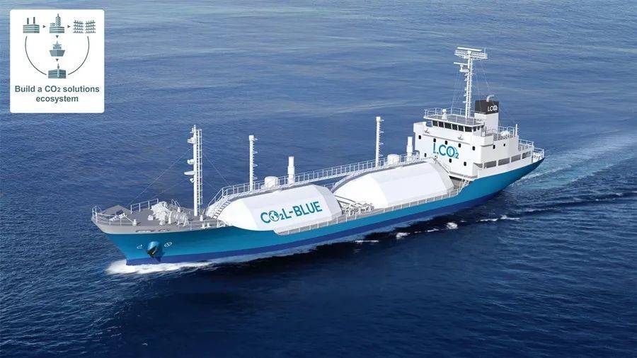日本三菱造船公司的液化二氧化碳运输示范试验船概念图。｜来源：三菱重工<br>