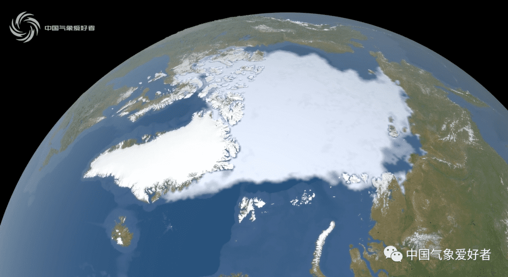 北极冰盖示意图，素材来自NOAA<br>
