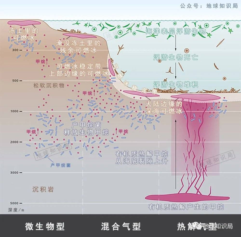 （图：可燃冰生成过程 参考：world ocean review）