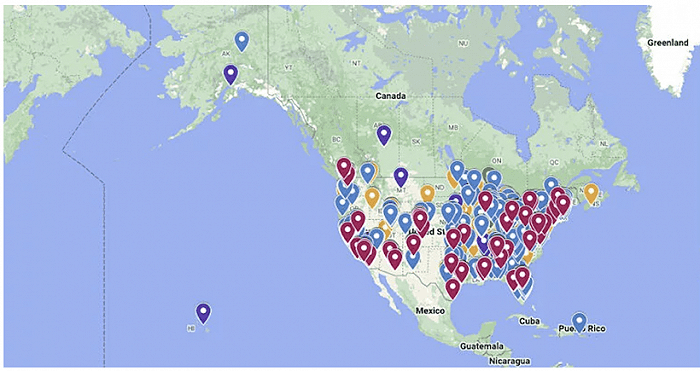 SLS的承包商在全美各地的分布。图源：NASA<br>