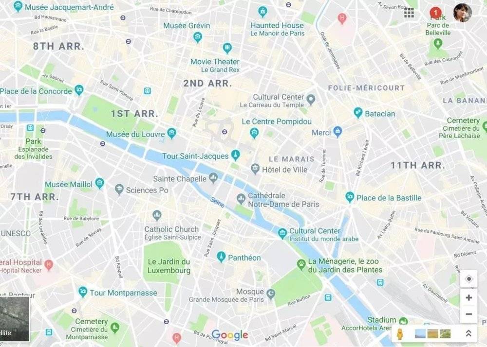 巴黎道路图 | 谷歌地图<br>