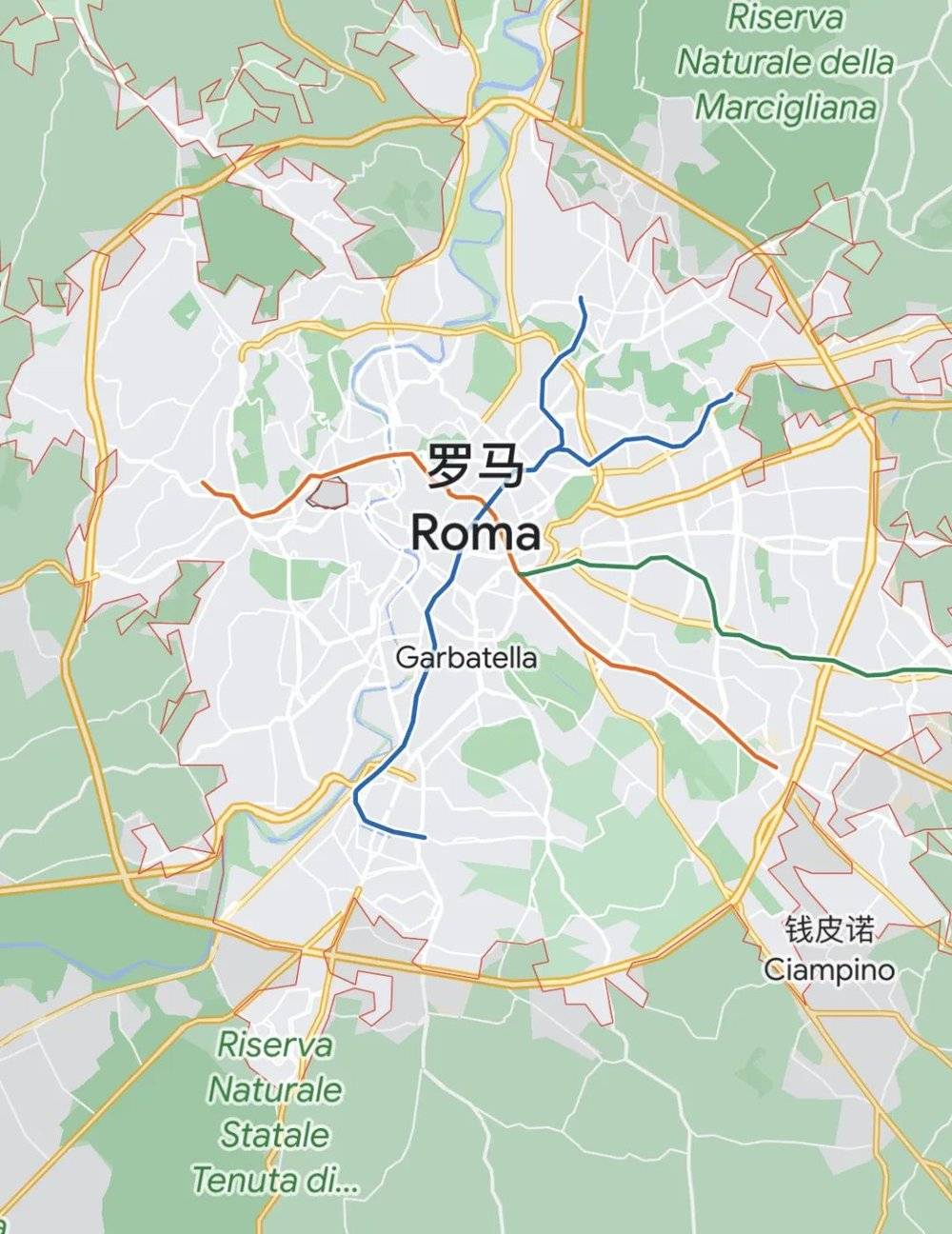 罗马道路图 | 谷歌地图<br>