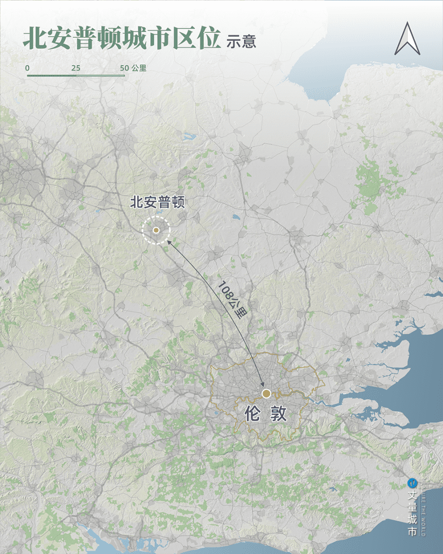  北安普顿与伦敦的空间关系