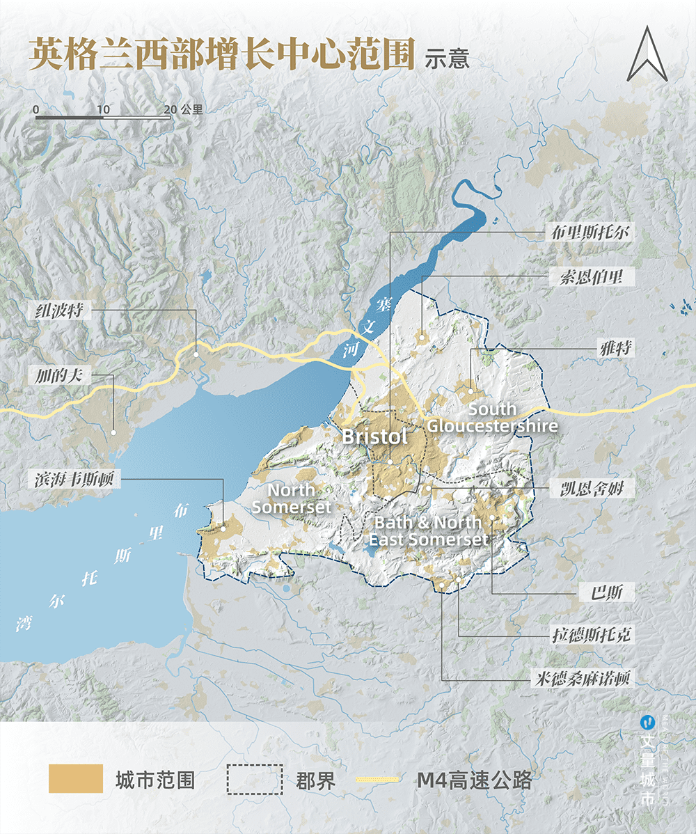 英格兰西部增长中心计划区域示意