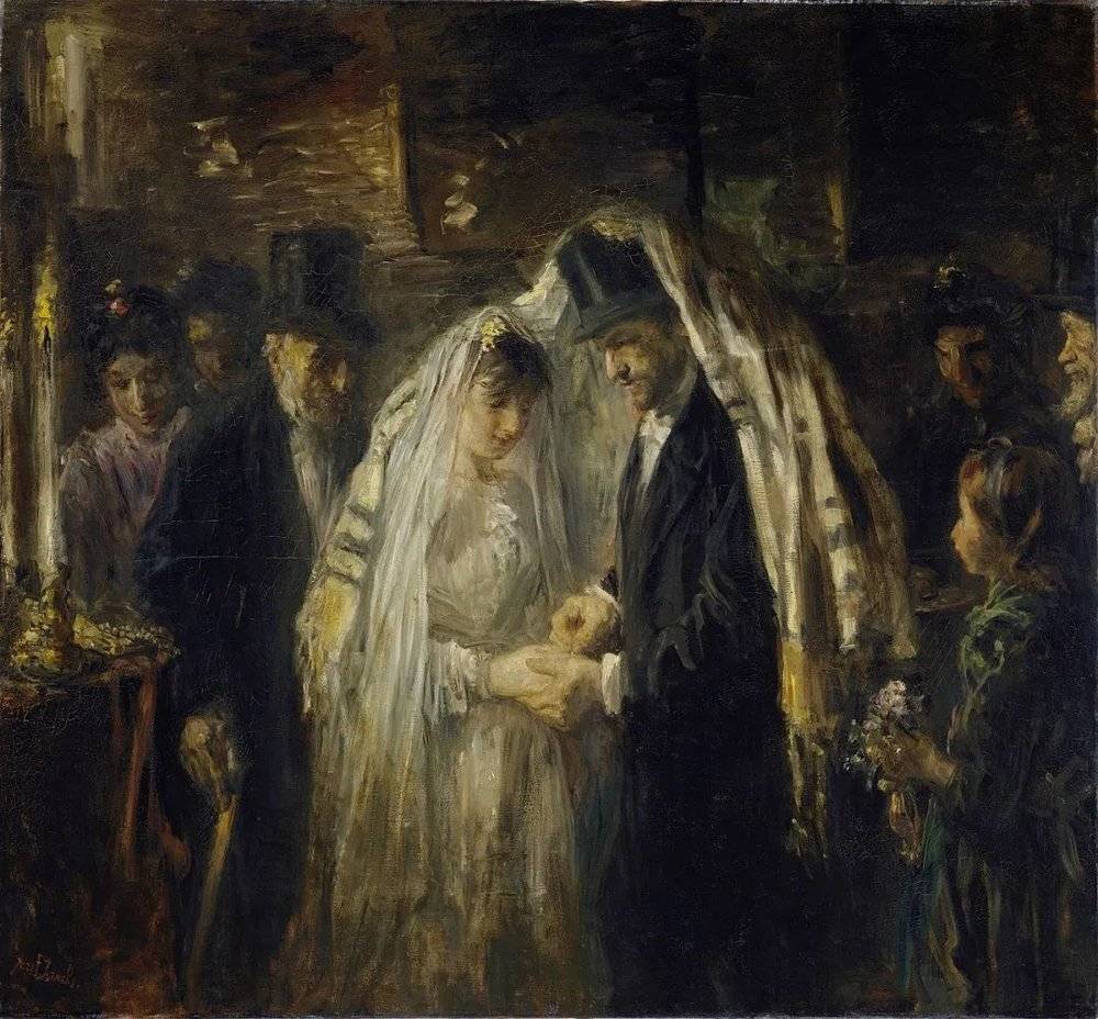 约瑟夫·以色列的油画《犹太人的婚礼》（来源：wikipedia.org）<br>