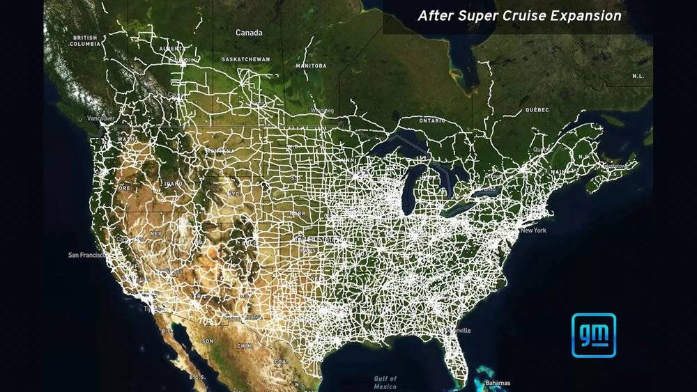 Super Cruise的高精地图覆盖北美的范围（图源：通用汽车）