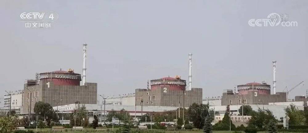 战争中心的扎波罗热核电站。来源/央视新闻截图<br>