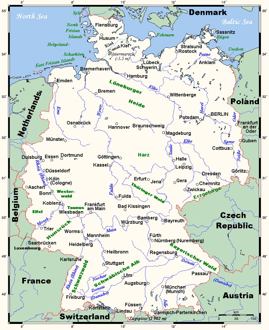德国主要河流。来源/维基百科<br>