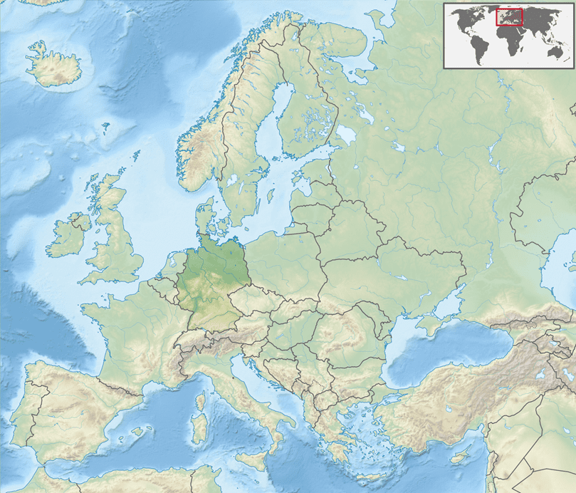 德国在欧洲中的位置。来源/维基百科<br>