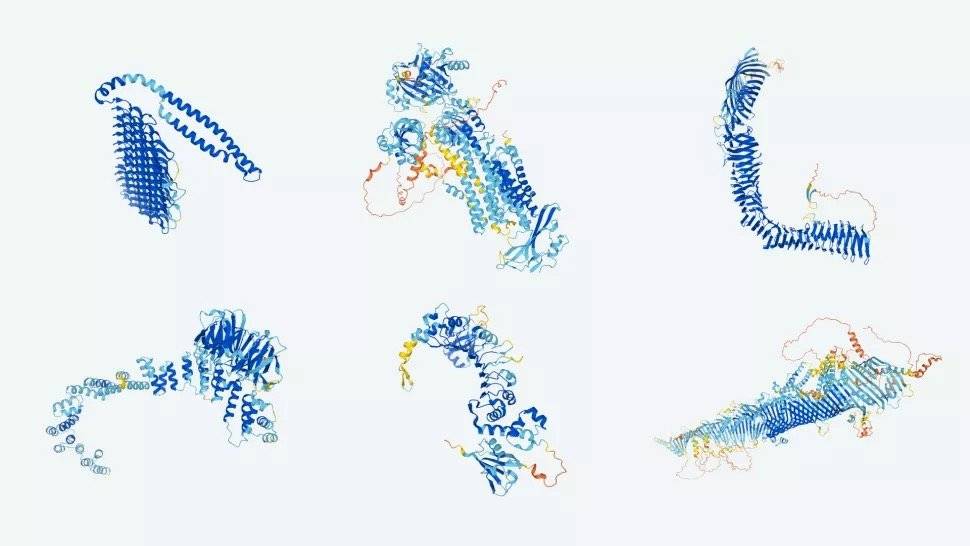 DeepMind的AlphaFold创建的蛋白质结构3D 图像（图片来源：DeepMind）<br>