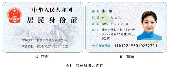 第二代居民身份证的正面是国徽、证件名称、签发机关和证件有效期，背面是照片和登载的个人身份信息，其中最后一行公民身份号码，就是平时俗称的“身份证号码”。丨居民身份证式样，公安部行业标准《居民身份证总体技术要求》GA/T 448-2021