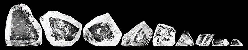 库里南钻石切割出最大的九颗钻石 来源/ The Cullinan by Asscher， Joseph， 1908<br>