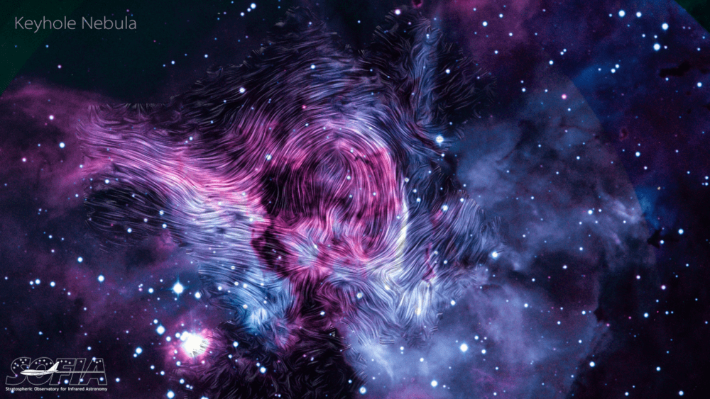 锁眼星云，SOFIA揭示了其中的磁场分布 | NASA/SOFIA<br>
