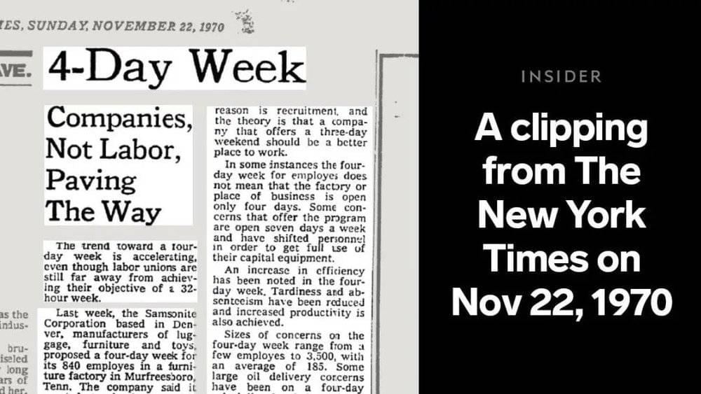 1970 年纽约时报就讨论过 4 天工作制度