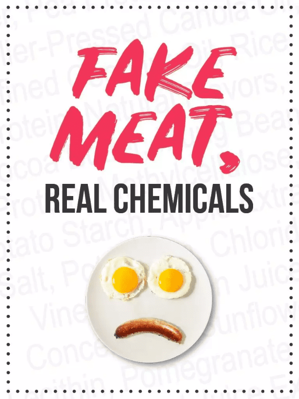 “假的肉，真的化学品”｜图片来源：Center for Consumer Freedom<br>